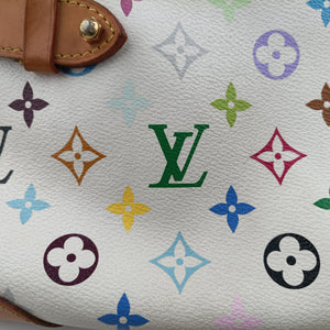 Pre-owned Louis Vuitton CLAUDIA white Monogram Multicolor M40193 handbag | stylenewstar