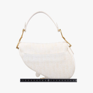 Secondhand Christian Dior saddle White jacquard handbag | stylenewstar