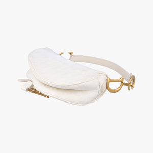 Secondhand Christian Dior saddle White jacquard handbag | stylenewstar