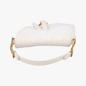 Secondhand Christian Dior saddle White jacquard handbag | stylenewstar