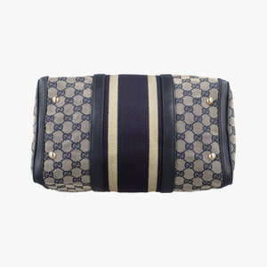 Vintage Gucci Sherry Line Navy x Beige x Black canvas x leather 247205 shoulderbag | stylenewstar