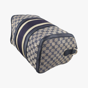 Vintage Gucci Sherry Line Navy x Beige x Black canvas x leather 247205 shoulderbag | stylenewstar