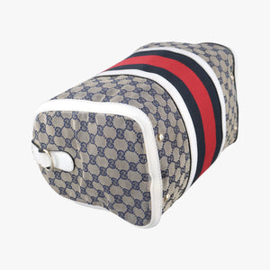 Pre-owned Gucci Sherry Line White x Beige x Multicolour canvas x leather 247205 shoulderbag | stylenewstar