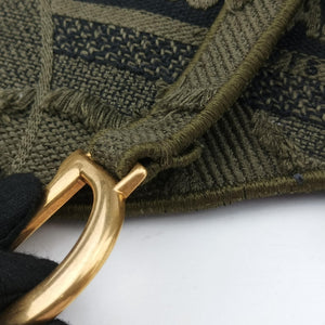 Pre-owned Christian Dior logo saddle Green Jacquard bum bag/waist bag | stylenewstar