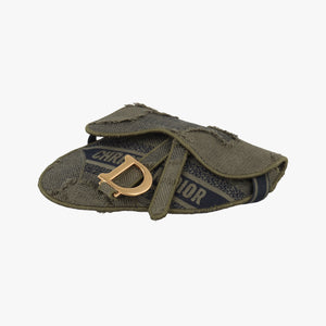 Pre-owned Christian Dior logo saddle Green Jacquard bum bag/waist bag | stylenewstar