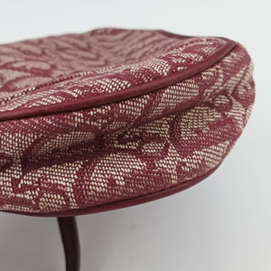 Pre-owned Christian Dior Saddle Red×beige jacquard handbag | stylenewstar