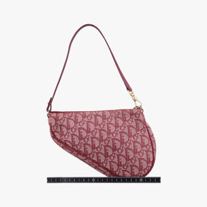 Pre-owned Christian Dior Saddle Red×beige jacquard handbag | stylenewstar