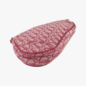 Pre-owned Christian Dior Saddle Red×beige jacquard handbag | stylenewstar