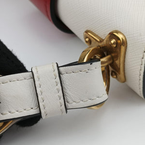 Pre-owned Prada Cahier tassen Leder Multicolour Leather×Denim 1BD045 shoulderbag | stylenewstar