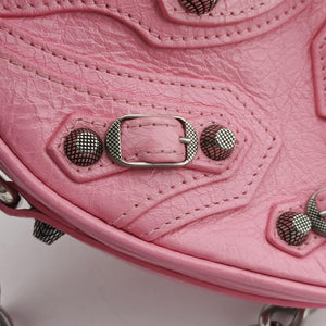 Pre-owned Balenciaga Le Cagole Heart Mini Pink lambskin shoulderbag | stylenewstar