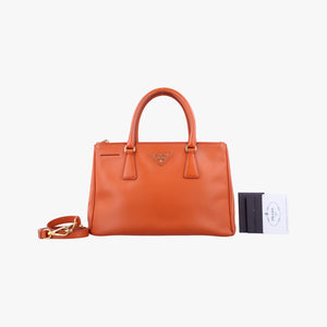 Pre-owned Prada Galleria Orange SAFFIANO Leather BN2274 shoulderbag | stylenewstar