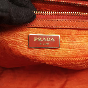 Pre-owned Prada Galleria Orange SAFFIANO Leather BN2274 shoulderbag | stylenewstar