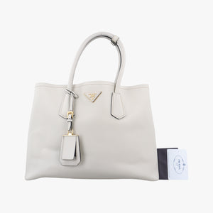 Secondhand Prada Double Cuir White SAFFIANO Leather BN2755 handbag | stylenewstar