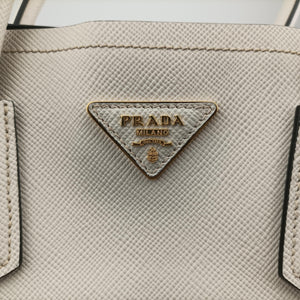Secondhand Prada Double Cuir White SAFFIANO Leather BN2755 handbag | stylenewstar