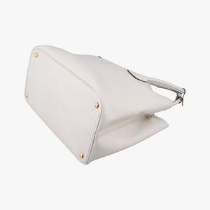 Secondhand Prada Double Cuir White SAFFIANO Leather BN2755 handbag | stylenewstar