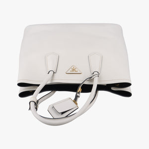 Secondhand Prada Double Cuir White SAFFIANO Leather BN2755 handbag | stylenewstar