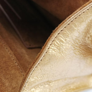 Pre-owned Yves Saint Laurent Monogram Fringe Golden Leather 381668 shoulderbag | stylenewstar