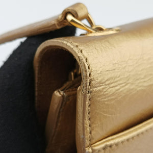 Pre-owned Yves Saint Laurent Monogram Fringe Golden Leather 381668 shoulderbag | stylenewstar