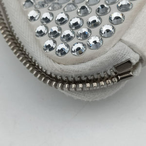 Pre-owned Prada Triangle Crystal White Leather 1NR015 shoulderbag | stylenewstar