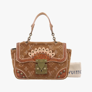 Pre-owned Louis Vuitton Irvine Brown x Multicolor Velour x Alligator M92773 handbag | stylenewstar