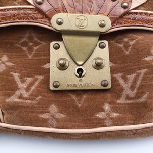 Pre-owned Louis Vuitton Irvine Brown x Multicolor Velour x Alligator M92773 handbag | stylenewstar