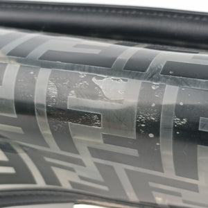 Pre-owned Fendi BAGUETTE Clear×black PVC coated canvas 8BR600 shoulderbag | stylenewstar