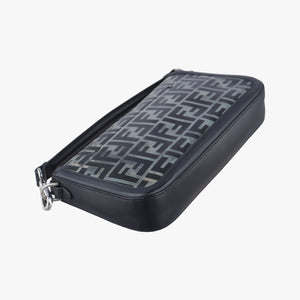 Pre-owned Fendi BAGUETTE Clear×black PVC coated canvas 8BR600 shoulderbag | stylenewstar