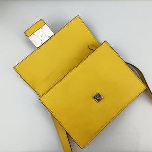 Pre-owned Fendi Zucca Flat Baguette Yellow×white Leather×canvas 7VA524 shoulderbag | stylenewstar