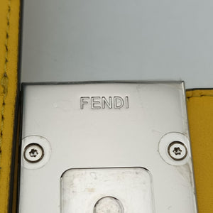 Pre-owned Fendi Zucca Flat Baguette Yellow×white Leather×canvas 7VA524 shoulderbag | stylenewstar