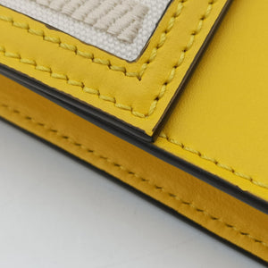 Pre-owned Fendi Zucca Flat Baguette Yellow×white Leather×canvas 7VA524 shoulderbag | stylenewstar