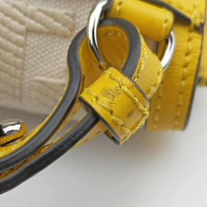Pre-owned Fendi Zucca Flat Baguette Yellow×white Leather×canvas 7VA524 shoulderbag | stylenewstar