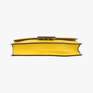 Pre-owned Fendi Zucca Flat Baguette Yellow×white Leather×canvas 7VA524 shoulderbag | stylenewstar
