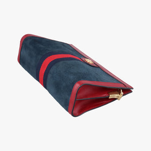Pre-owned Gucci Ophidia Navy×red Suede x leather 503877 shoulderbag | stylenewstar