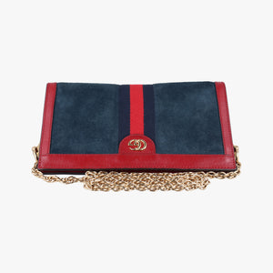 Pre-owned Gucci Ophidia Navy×red Suede x leather 503877 shoulderbag | stylenewstar