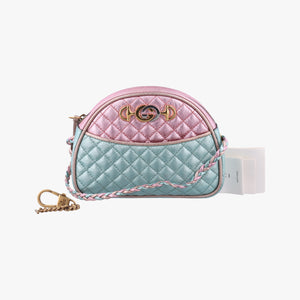 Pre-owned Gucci Laminate pink×blue Leather 534951 shoulderbag | stylenewstar
