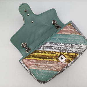 Pre-owned Gucci GG Marmont Multicolour Sequins 443497 shoulderbag | stylenewstar