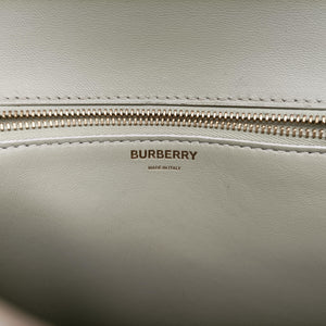 Pre-owned Burberry Monogram Quilted TB Mini Chain White×Green Leather shoulderbag | stylenewstar