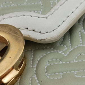 Pre-owned Burberry Monogram Quilted TB Mini Chain White×Green Leather shoulderbag | stylenewstar