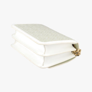 Pre-owned Burberry Monogram Quilted TB Mini Chain White×Green Leather shoulderbag | stylenewstar