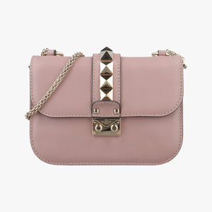 Pre-owned Valentino Rockstud Glam Lock Pink Leather shoulderbag | stylenewstar
