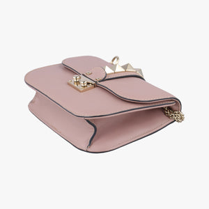Pre-owned Valentino Rockstud Glam Lock Pink Leather shoulderbag | stylenewstar