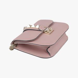 Pre-owned Valentino Rockstud Glam Lock Pink Leather shoulderbag | stylenewstar