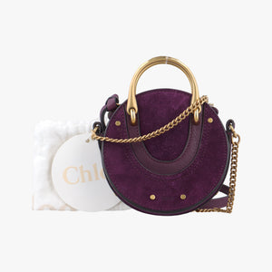 Vintage Chloe Small Pixie Round Top Purple Leather x Suede shoulderbag | stylenewstar