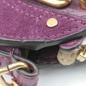 Vintage Chloe Small Pixie Round Top Purple Leather x Suede shoulderbag | stylenewstar