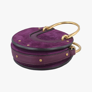 Vintage Chloe Small Pixie Round Top Purple Leather x Suede shoulderbag | stylenewstar