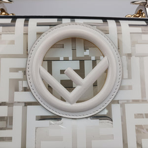 Pre-owned Fendi KAN I F White PVC coated canvas 8BT286 shoulderbag | stylenewstar