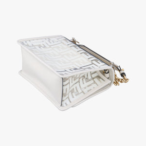 Pre-owned Fendi KAN I F White PVC coated canvas 8BT286 shoulderbag | stylenewstar