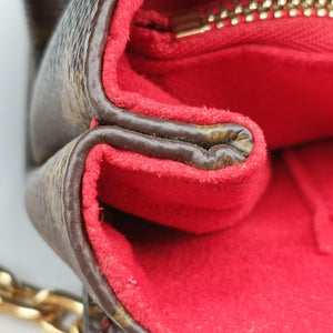 Pre-owned Louis Vuitton SAINT PLACIDE brown×CERISE Monogram Canvas×calf leather M43713 shoulderbag | stylenewstar