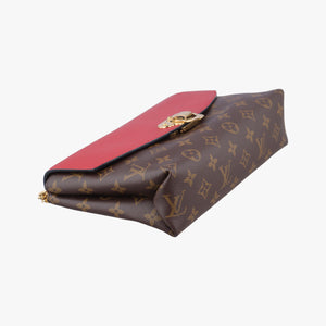Pre-owned Louis Vuitton SAINT PLACIDE brown×CERISE Monogram Canvas×calf leather M43713 shoulderbag | stylenewstar
