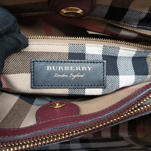 Pre-owned Burberry Medium Banner Burgundy×gray×beige×dark navy leather shoulderbag | stylenewstar